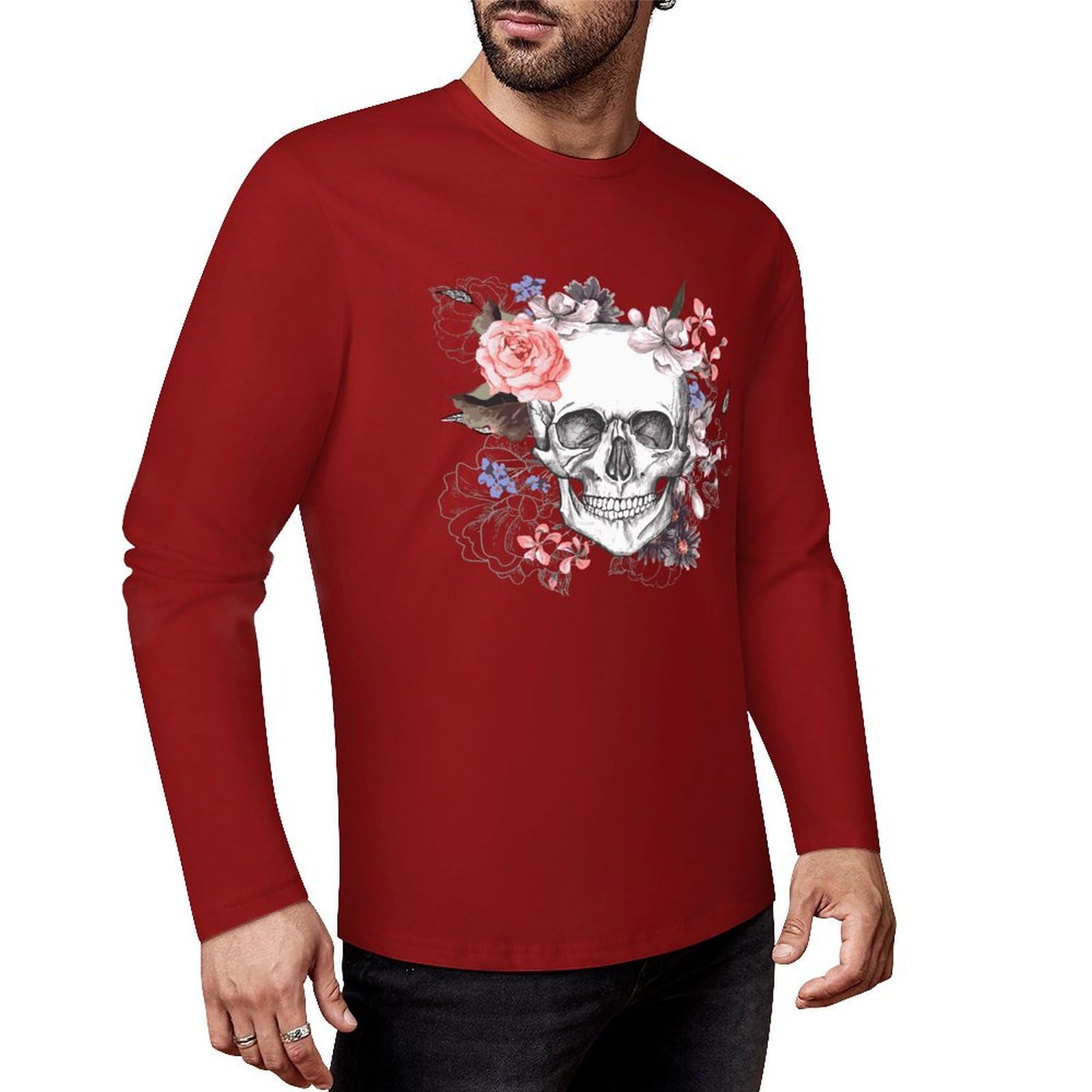 Amazon.co.jp: ロングtシャツ メンズ スカル ドクロ柄 髑髏柄